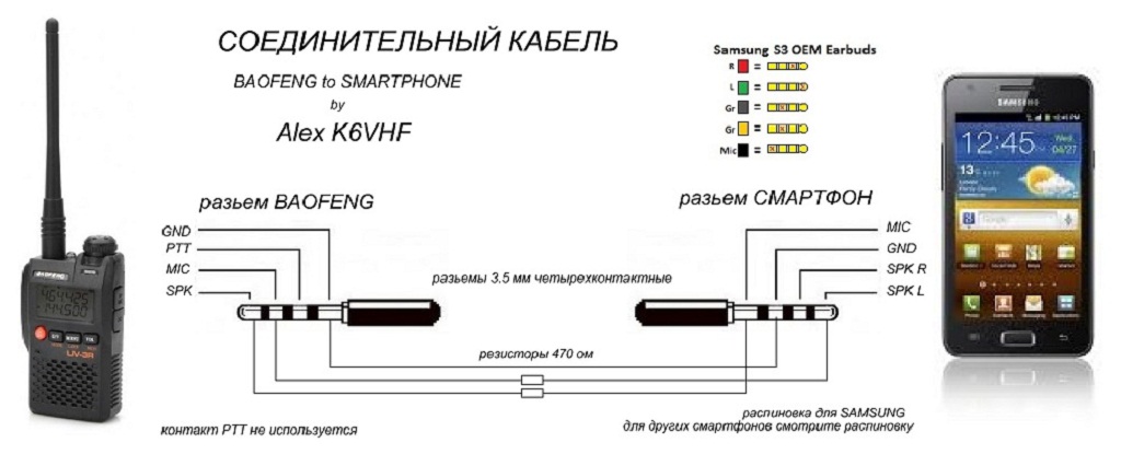 Схема кабеля для baofeng
